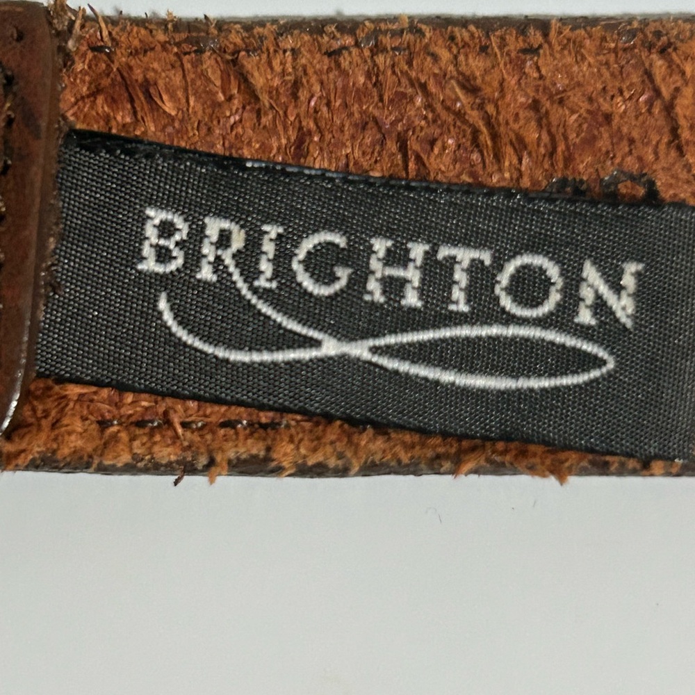 VTG Brighton Brown Leather Women's Belt Silver Heart Hardware 32/L - Picture 11 of 17